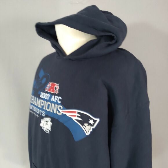 New England Patriots hoodie sweatshirt sweater adult Men's large blue Super Bowl - Picture 6 of 11